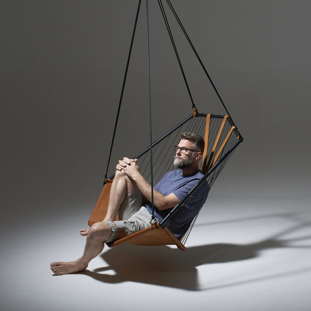 Angular Hanging Swing Chair made With Genuine Leather by Studio Stirling product image