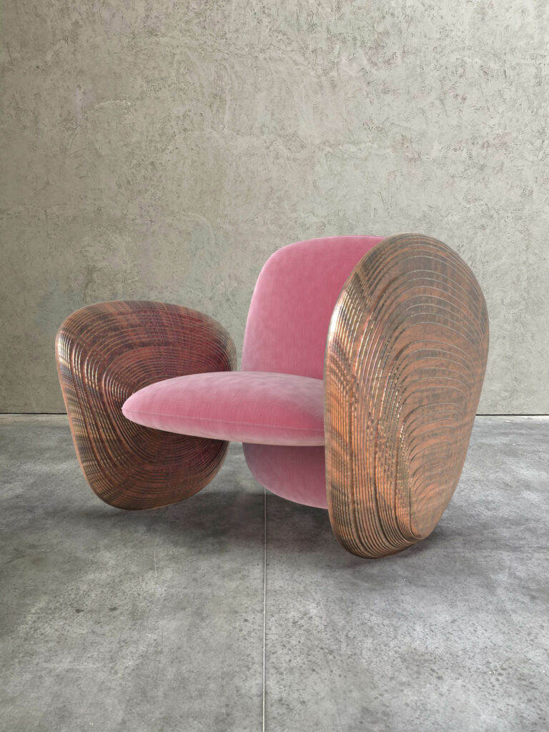 A pink armchair by Antonio Pio Saracino