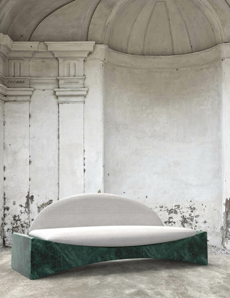 A white sofa by Antonio Pio Saracino