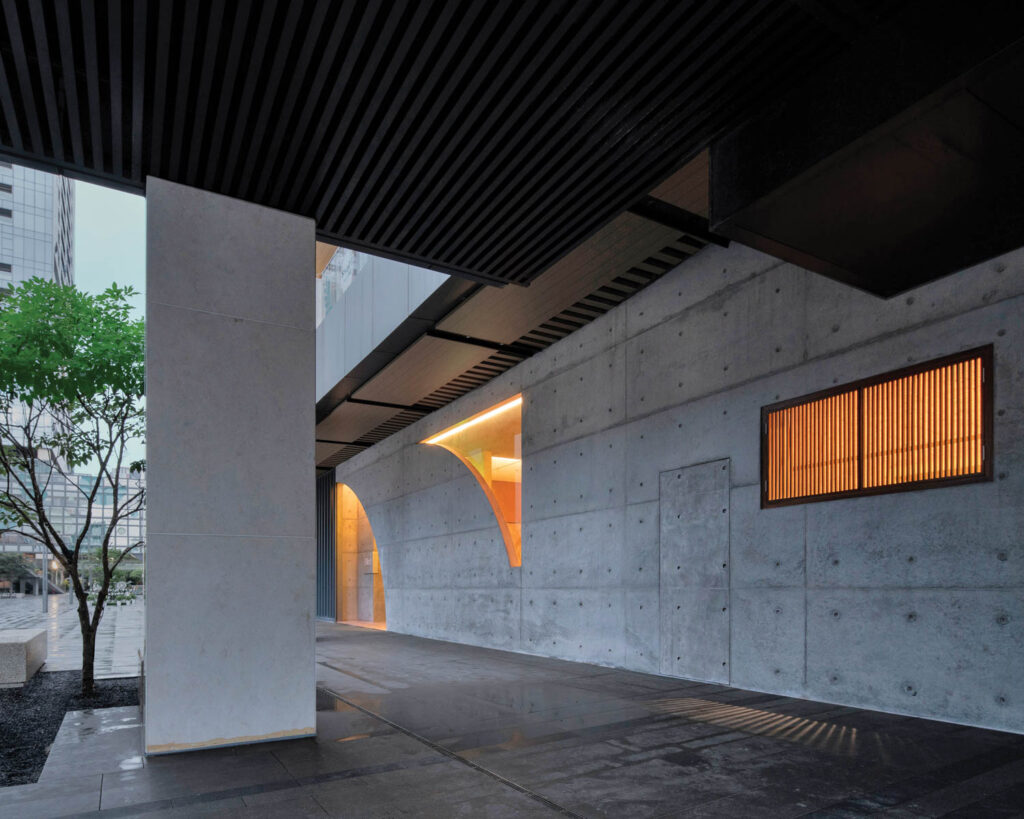 the concrete exterior of a Japanese restaurant 