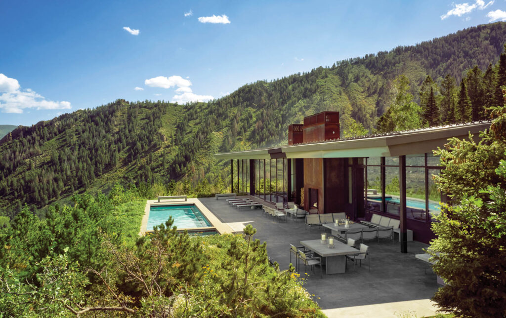 a pool on the terrace of a Colorado home
