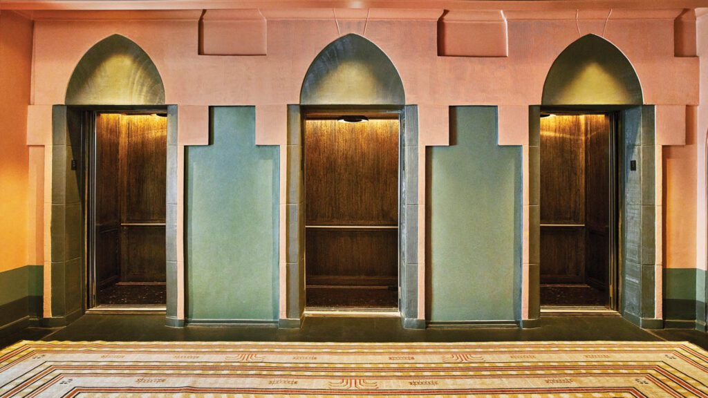 Elevators have also retained their original arched frameworks.