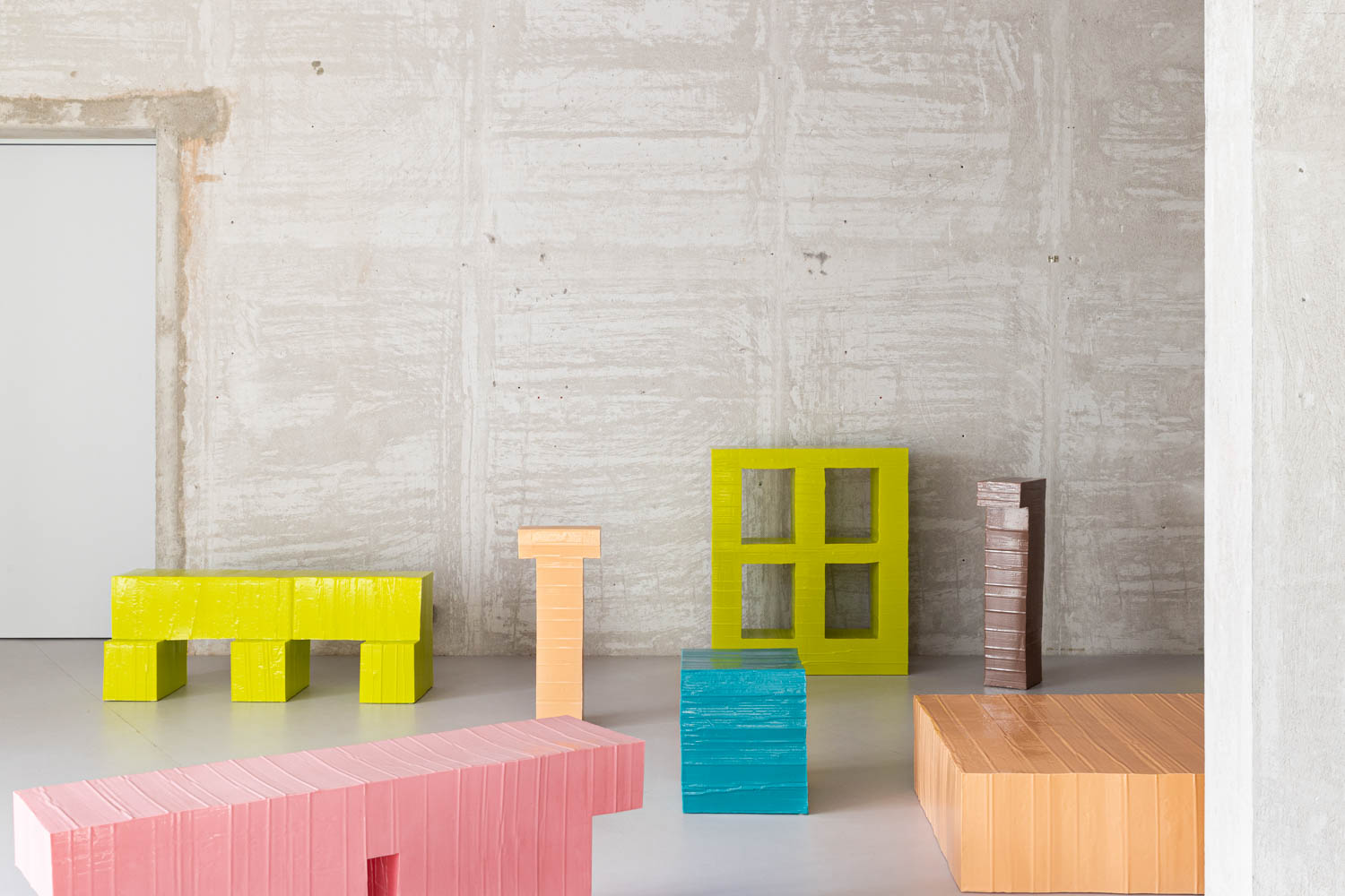 colorful seating and tables are part of the Jello collection by Campardo