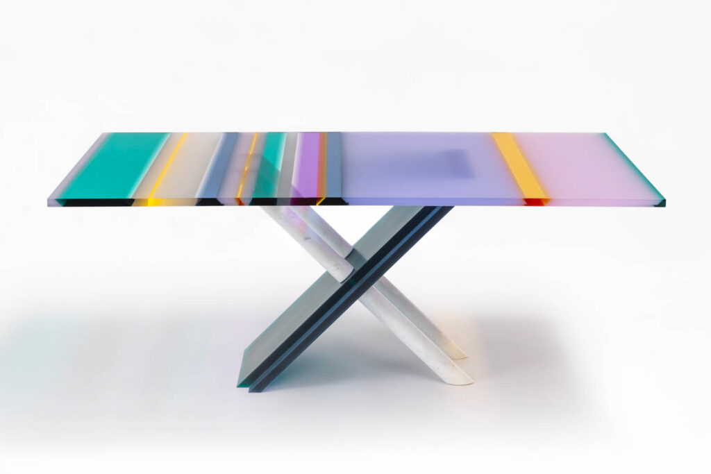 irregular shapes of color form a table