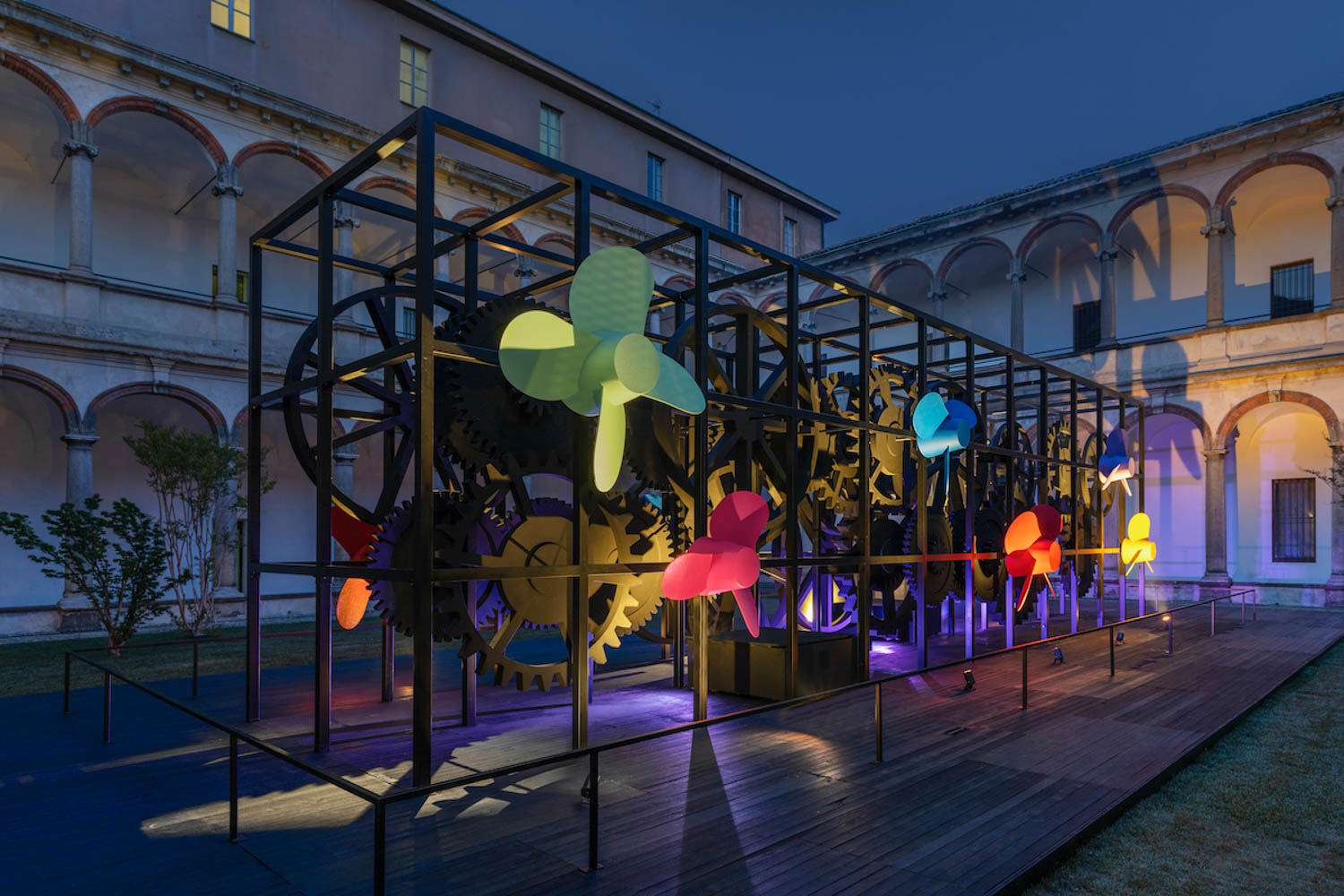 floral shaped propellers are part of a Milan Design Week installation