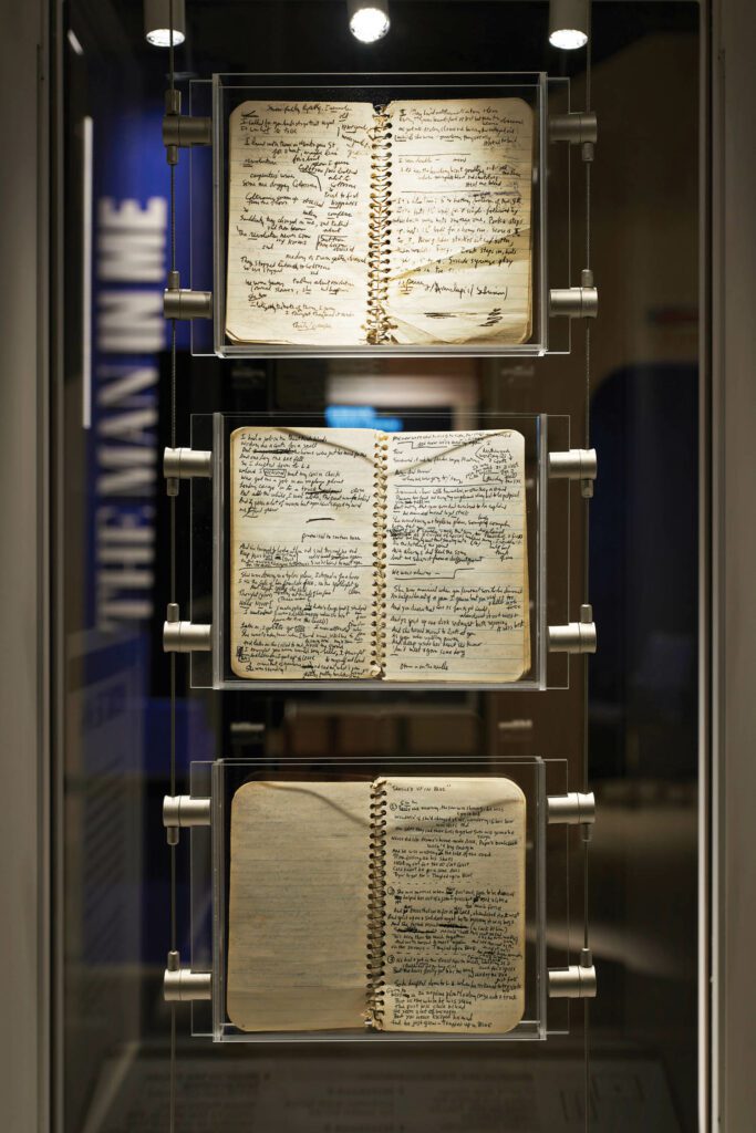 Three notebooks contain drafts of lyrics for Dylan’s 1975 album Blood on the Tracks.