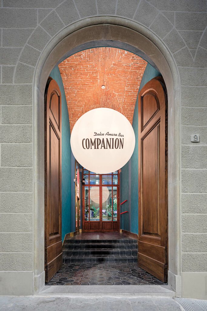 The entry doors to the Companion bar are restored originals.