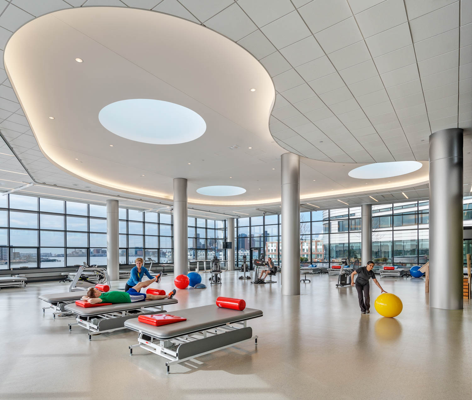 a lobby inside Spaulding Rehabilitation Hospital
