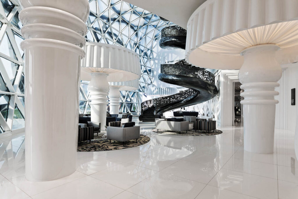 inside the futuristic Mondrian Doha, Qatar