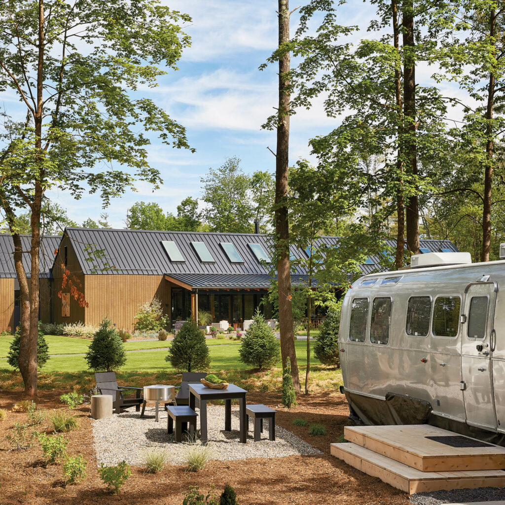 an Airstream on the grounds of AutoCamp Saugerties, New York