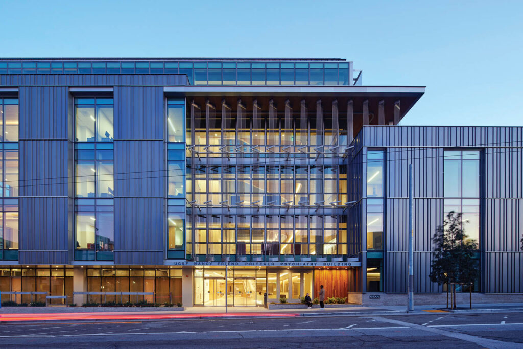 the exterior of UCSF's new building that houses the Department of Psychiatry and Behavioral Sciences by ZGF Architects