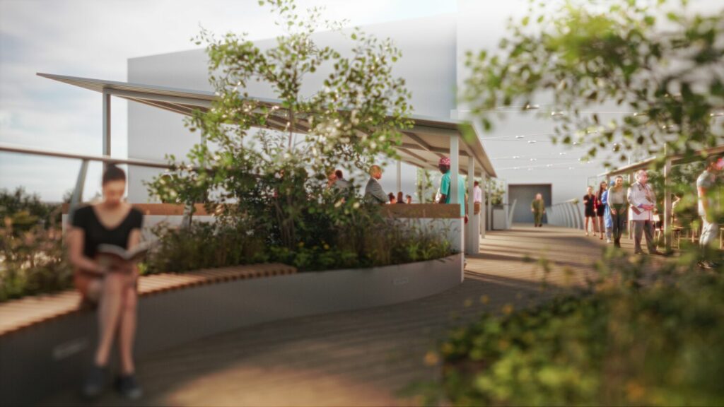 a rendering of the Princess Anne Hospital Staff Roof Garden by Strata Design